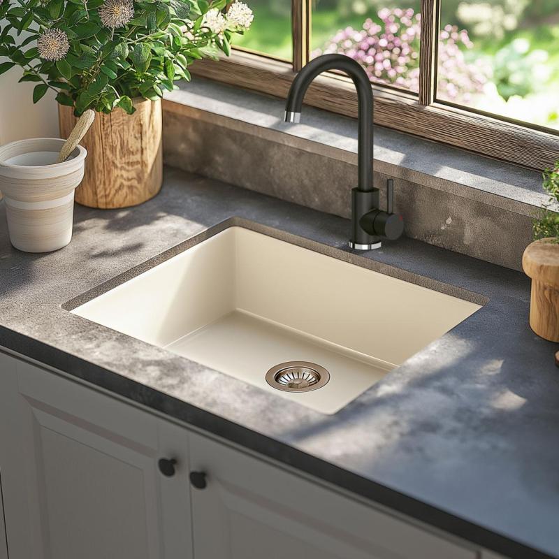 Куадри Ковънтри кухненски смесител антрацит с въртящ се чучур 1208967665