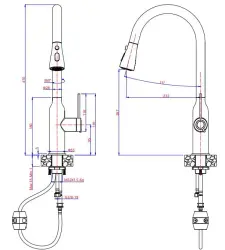 Quadri Stamford Кухненски смесител Бял с PVD Медно Покритие с Изваждащ се Излив и Функция Пръскане 1208967692