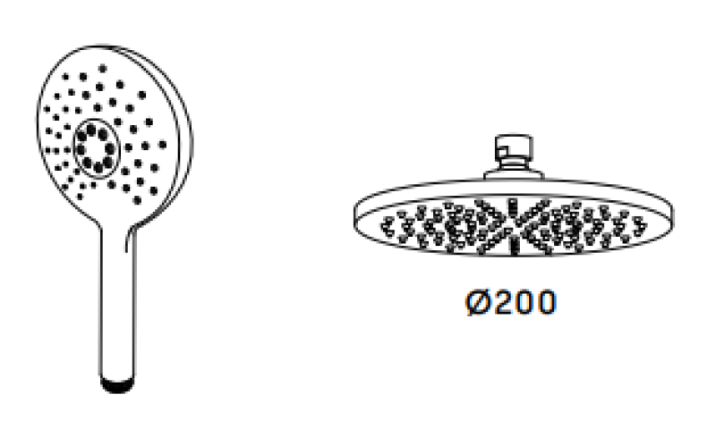 Waterevolution Flow термостатичен душ комплект с дъждовен душ хром 200 мм кръгъл T141TNR01