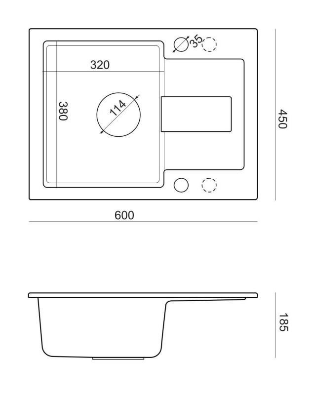 Quadri Sutton Бежов пясъчен гранитен мивка с монтаж на плот 60x45см с отцедник, обръщаема с бежова запушалка - 1208967751