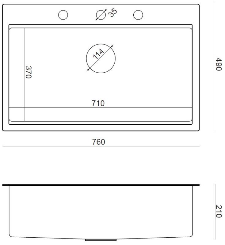 Аквадизайн Vesta Неръждаема стомана мивка 76x49см Надплотно и Връвно вграждане с отвор за кран, включително неръждаема стомана тапи и аксесоари - 1208967762