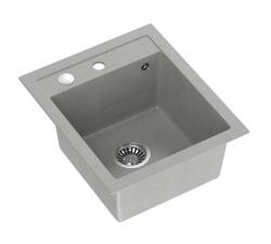 Quadri Londen Graniet Grijs Spoelbak 43x50cm с Отвор за Смесител и Неръждаема Стомана Запушалка - 1208967765