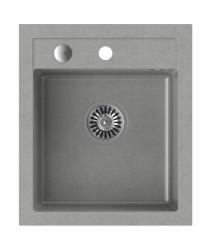 Quadri Londen Graniet Grijs Spoelbak 43x50cm с Отвор за Смесител и Неръждаема Стомана Запушалка - 1208967765