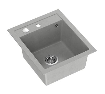 Quadri Londen Graniet Grijs Spoelbak 43x50cm с Отвор за Смесител и Неръждаема Стомана Запушалка - 1208967765