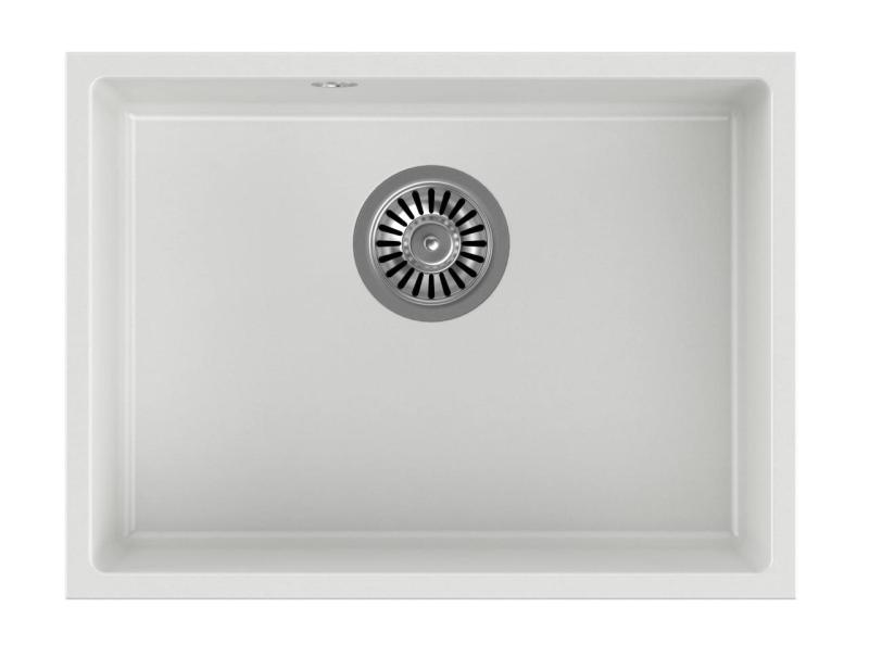 Куадри Елстън Бял Гранитен Подмонтиран Мивка 495x360мм с Неръждаема Стомана Запушалка 1208967774
