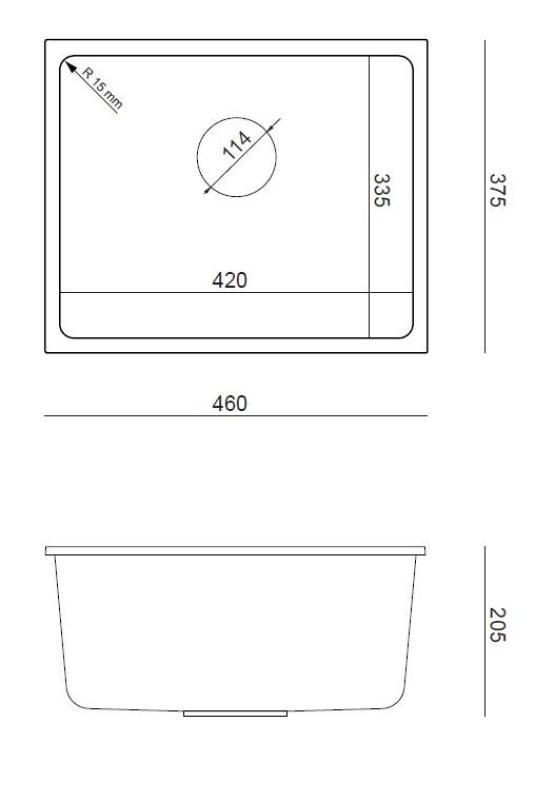 Quadri Elston Сива Гранитна Подмонтирана Мивка 420x335mm с Неръждаема Стомана Запушалка 1208967775