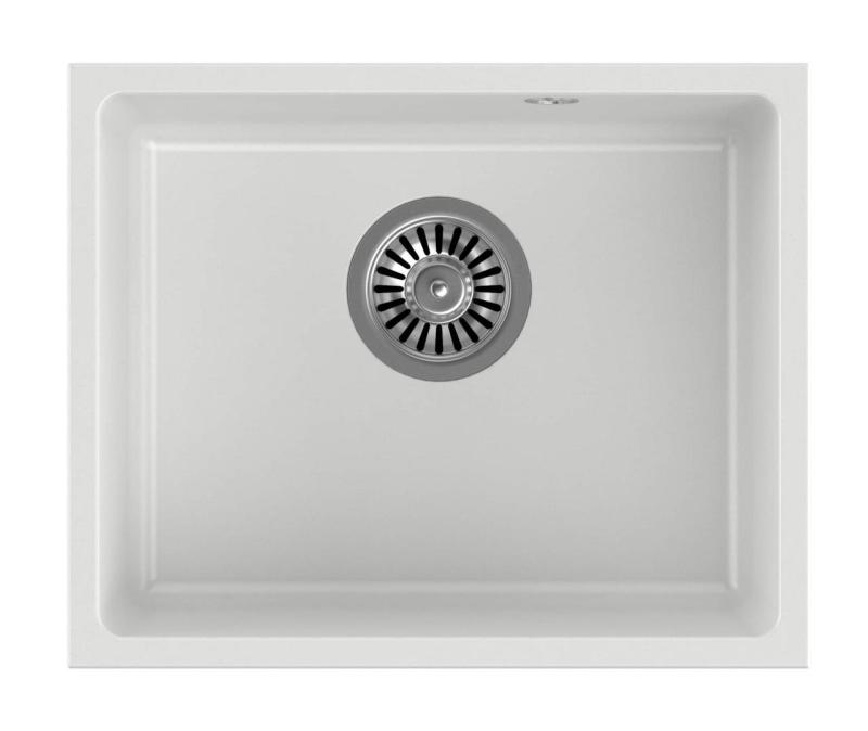 Quadri Elston Бяла Гранитна Подмонтирна Мивка 420x335mm с Неръждаема Стомана Запушалка 1208967776