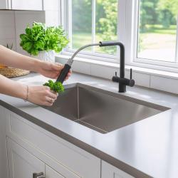 Quadri Ellesmere кухня смесител черен 3-в-1 с допълнителен вход за филтрирана вода 1208967780