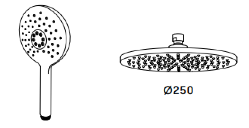 Waterevolution Flow термостатичен душ комплект с дъждовен душ RVS 250mm кръгъл T141TNR25IE