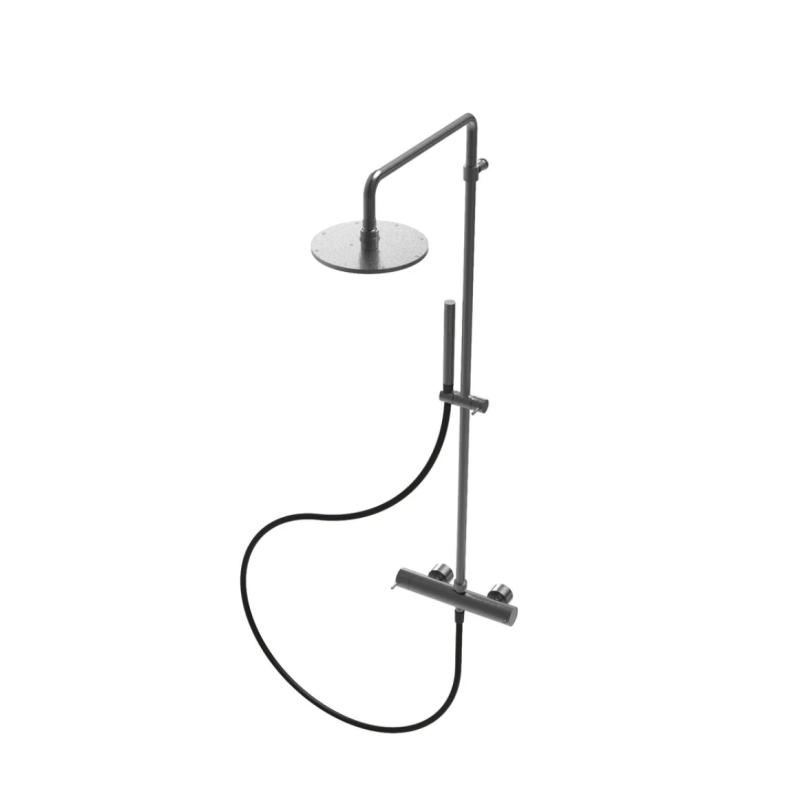 Ватереволюшън Флоу термостатичен душ-комбинация с дъждовен душ PVD Gun Metal 250mm T141TNR25GME