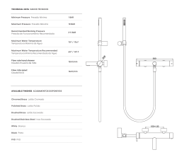 Waterevolution Flow термостатичен двупътен душ смесител с ръчен душ месинг T130TNLE