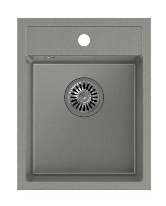 Куадри Лондон Гранитна Сива Мивка 39x50 см с Отвор за Смесител за Монтиране - 1208967844