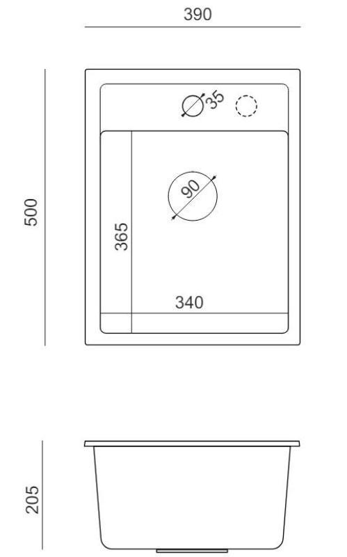 Куадри Лондон Гранитен Бежов Пясъчен Мивка 39x50 см с Отвор за Кран за Монтаж - 1208967845
