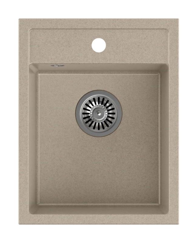 Куадри Лондон Гранитен Бежов Пясъчен Мивка 39x50 см с Отвор за Кран за Монтаж - 1208967845