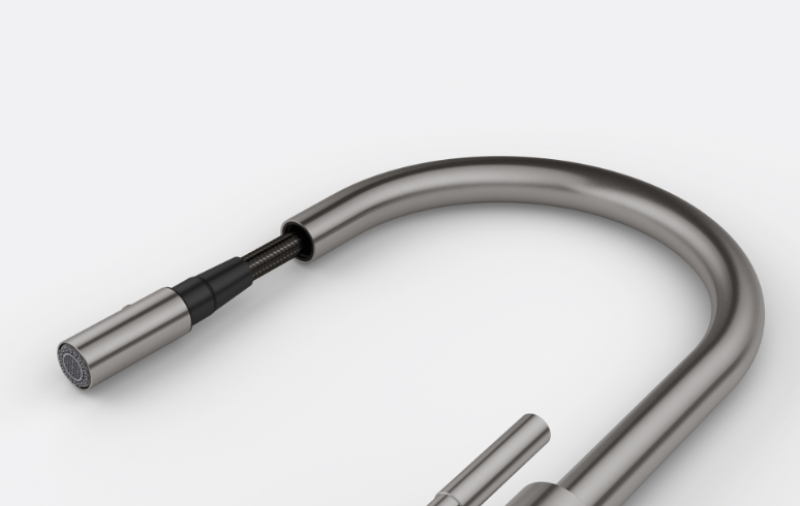 Franke Mythos Masterpiece кухненски смесител антрацит с J-образен чучур и изтеглящ се разпръсквач - 115.0711.555