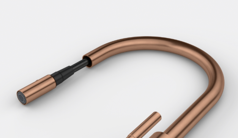 Franke Mythos Masterpiece Кухненски смесител Мед с J-образен чучур и Изтеглящ се душ - 115.0711.557