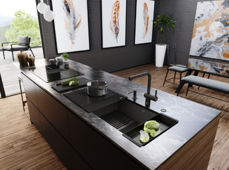 Franke Mythos Masterpiece BXM 210.68 Голяма мивка Gun Metal PVD Антрацит 685x410mm за вграждане и под монтаж - 127.0676.885