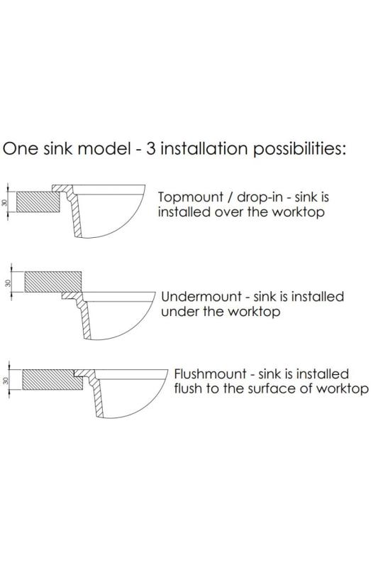 "ГранитМи Универсална Голяма Бяла Гранитна Мивка 74x40 см с тапи от gun metal - 1208967895"