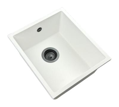 GraniteMy Universal бяла гранитна мивка 34x40 cm бяла надградна и вградена с метален запушалка 1208967904