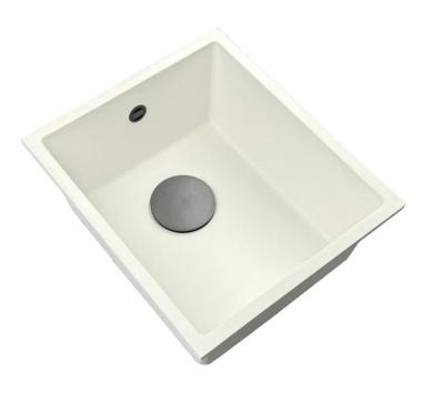 GraniteMy Universal бяла гранитна мивка 34x40 cm бяла надградна и вградена с метален запушалка 1208967904