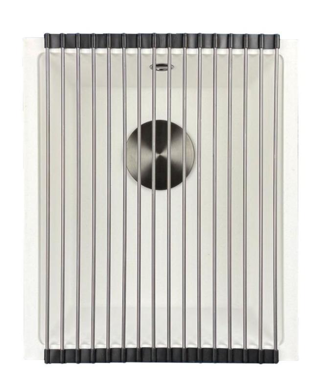 GraniteMy Universal бяла гранитна мивка 34x40 cm бяла надградна и вградена с метален запушалка 1208967904