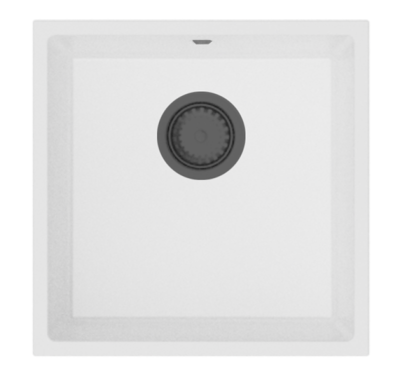 GraniteMy Universal Бяла Гранитна Мивка 40x40 см бяла за монтаж върху плот, под плот и на равнище с плот с Gun metal тапи 1208967908