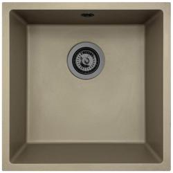 Гранитна мивка GraniteMy Universal Taupe 40x40 см за монтаж отгоре, отдолу и на едно ниво с метален клапан - 1208967913
