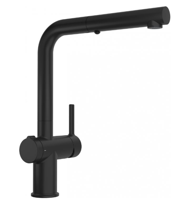Franke Active Twist Едноръкохватков смесител Черен с Изтеглящ се чучур и Интегрирано управление на отходната вода 115.0669.769