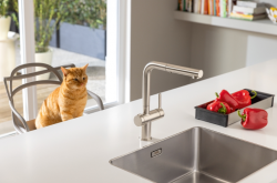 Franke Active Twist Едноръкохватков Смесител Външна Обработка от Неръждаема Стомана с Изтеглящ Се Улей и Интегрирано Управление на Отпадъци 115.0653.505