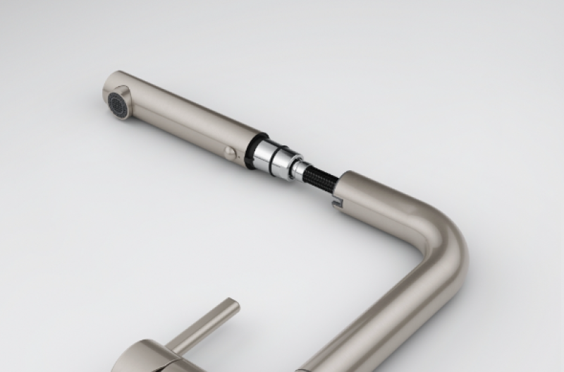 Franke Active Twist Едноръкохватков Смесител Външна Обработка от Неръждаема Стомана с Изтеглящ Се Улей и Интегрирано Управление на Отпадъци 115.0653.505