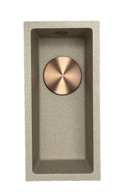 GraniteMy Universal гранитна бежова малка мивка 17x40 cm за монтаж върху плот и вграждане с месингов запушалка 1208968004