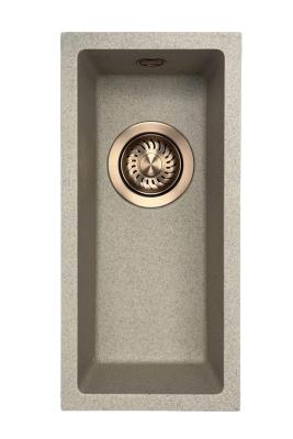 GraniteMy Universal гранитна бежова малка мивка 17x40 cm за монтаж върху плот и вграждане с месингов запушалка 1208968004