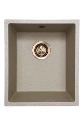 GraniteMy Universal гранитна мивка в бежов цвят, размери 34x40 см, подходяща за монтаж върху плот, под плот и вграден монтаж, с медна тапа 1208968009