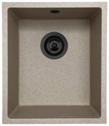 Гранитна мивка GraniteMy Universal от бежов гранитен пясък, 34x40 см, за вграждане, под вграждане и равнинен монтаж, с черен тап 1208968010