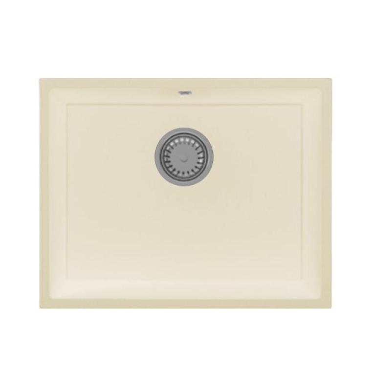 GraniteMy Universal гранитен мивка в бежов цвят 55x40 cm за монтаж върху плот и вграждане с неръждаема стомана 1208968012