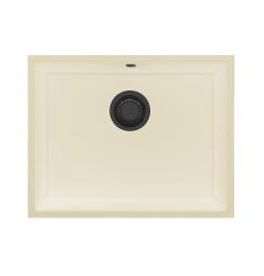 GraniteMy Universal гранитна бежова пясъчна мивка 55x40 см за монтаж върху плот, под плот и на едно ниво с плота, с метална клапа 1208968016