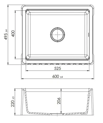 GraniteMy Традиционна Селска Мивка - Двустранна Гранитна Мивка 60x48 см Бяла, монтиране под плот с Бял сифон 1208968025