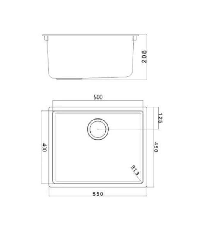 Черна мивка 50x40см за вграждане, надграждане и равномерно вграждане със златен сифон 1208968037