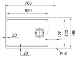 Franke Kubus KNG 110.62 Мивка 72x42 Slate Grey Гранит Сиво Тъмно Подплот с Отвор за Кран 125.0714.637