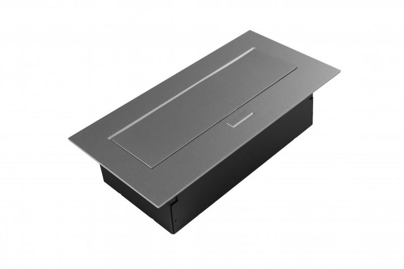 Мебелен контакт 2x контакт със заземяване, USB A+C, захранващ кабел с щепсел, алуминий