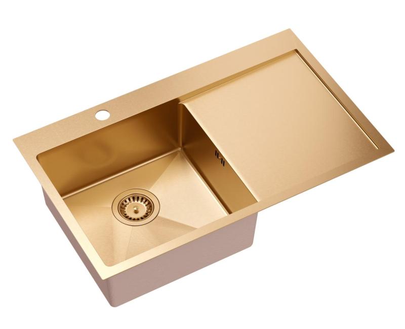 Аквадизайн Клара Мивка Мед 78x48см Надстройка или Равнинна Инсталация с Отцедник, Отвор за Смесител и Медна Запушалка - 1208969500