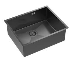 Аквадизайн Zara Мивка Gun metal 54x44см Подплотно, Плоско вграждане и Надплотно с Gun metal Запушалка - 1208969511