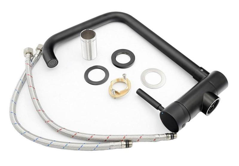 3Гранитланд Серенити кухненски смесител черен със сгъваем чучур 1208969533