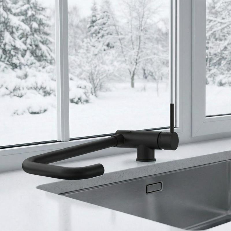 3Гранитланд Серенити кухненски смесител черен със сгъваем чучур 1208969533