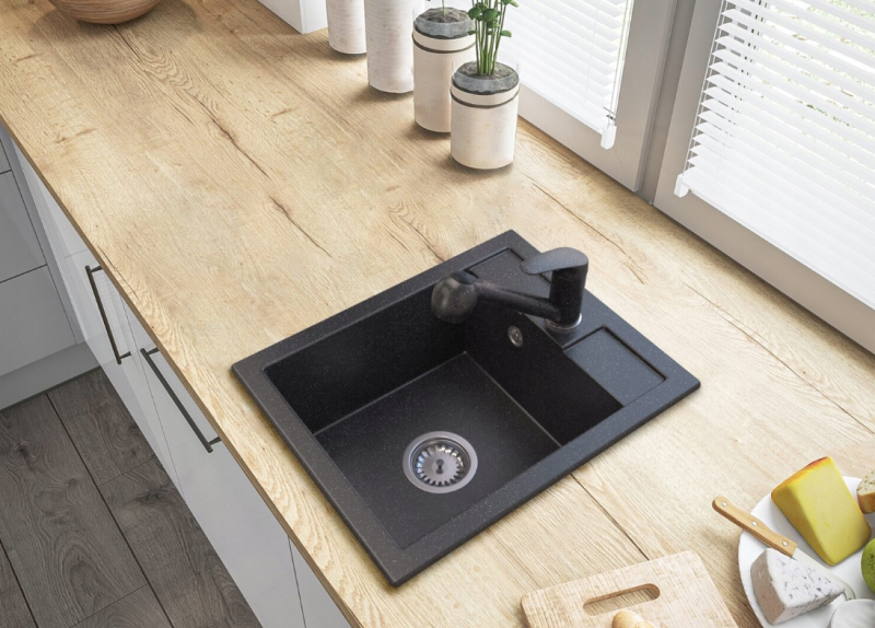 Granitland Rhea кухненски смесител с вид на арденски варовик с изтеглящ се чучур и ръчен душ с двойна функция 1208969536.