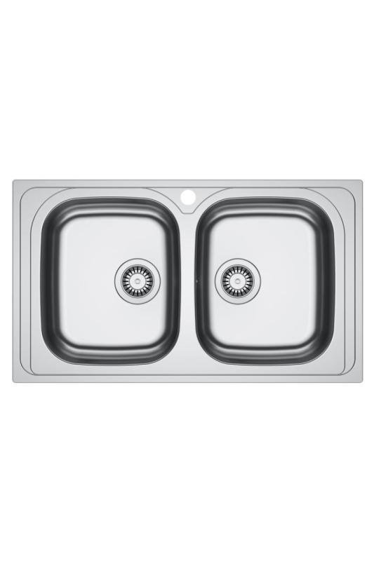 Франке Спарк SKX 620-86 Двойна мивка от неръждаема стомана с отвор за смесител, монтаж 86x50см 101.0714.440