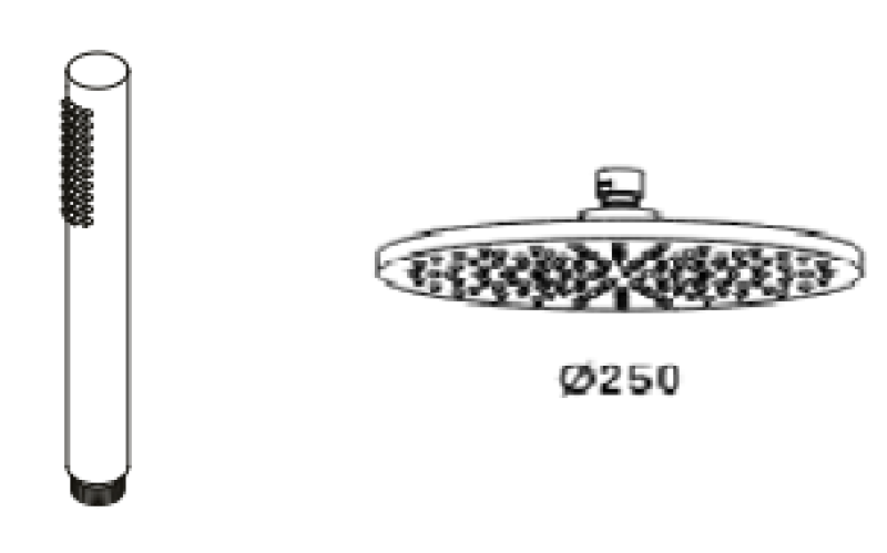 Waterevolution Flow термостатичен тройнопътен душов смесител с ръчен и горен душ Месинг 250мм T131TN25LE