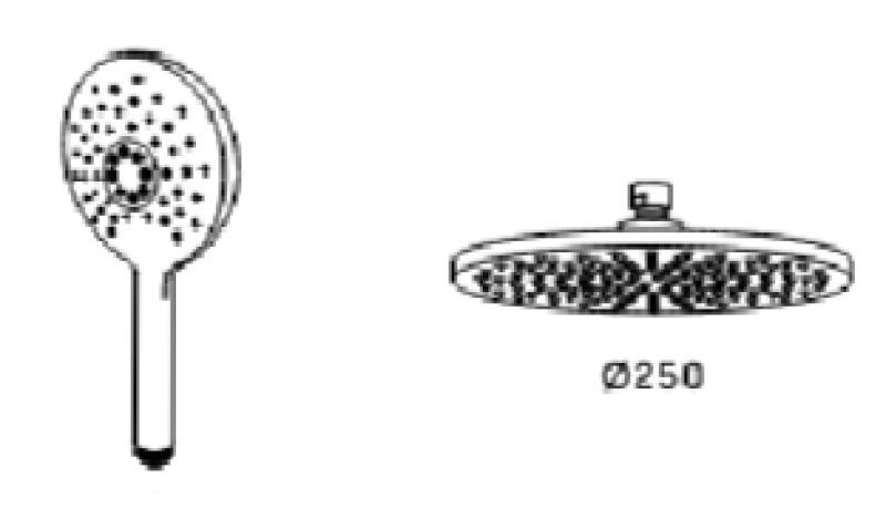 Waterevolution Flow термостатичен трипътен смесител за душ с основен душ 250 мм и кръгла ръчна душ глава Месинг T131TNR25LE
