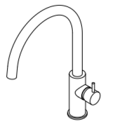 Waterevolution Flow кухненски смесител с въртящ се кръгъл чучур в цвят gun metal T158UGME