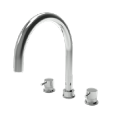 Waterevolution Flow 3-отворен кухненски смесител с въртящ се чучур и връзка за филтрирана вода хром T152U01